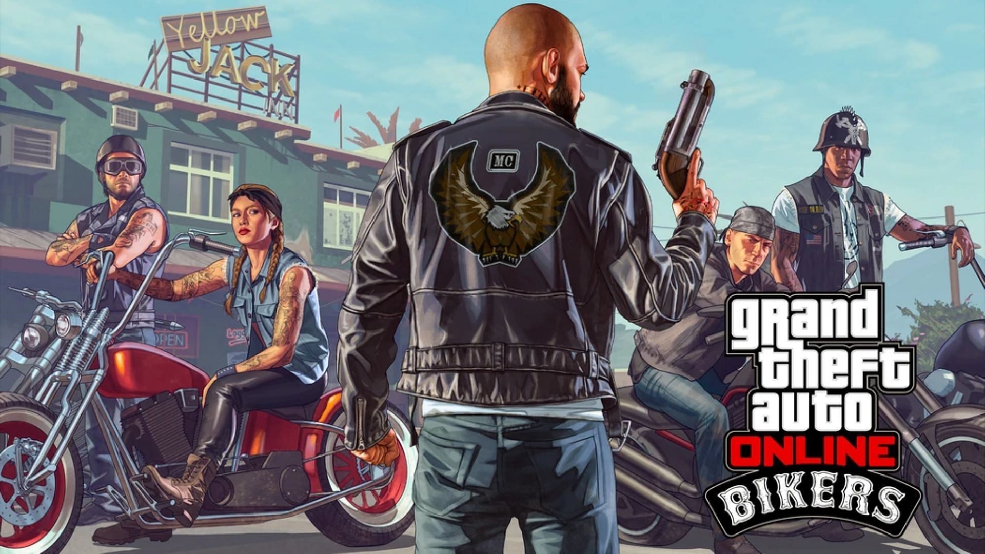 The official poster of the Bikers DLC update in Grand Theft Auto 5 Online (Image via Rockstar Games)