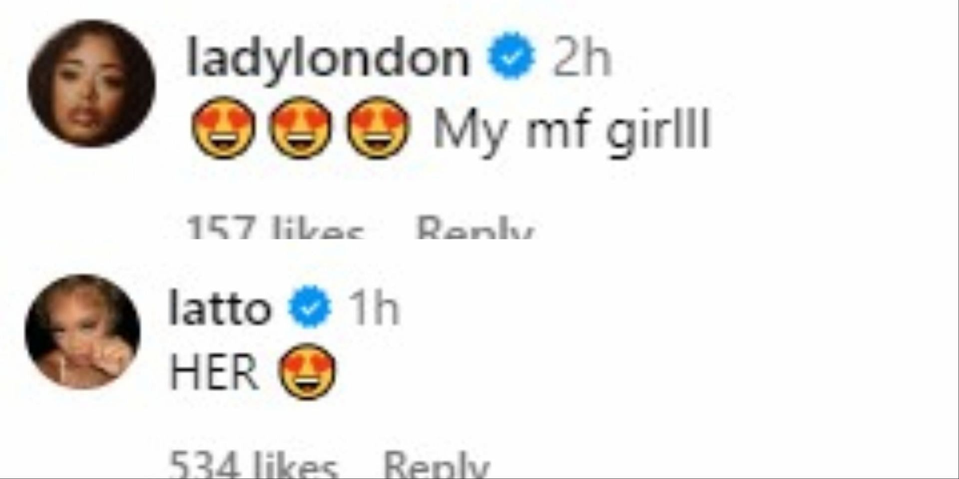 Rappers Latto and Lady London were impressed with Reese&#039;s post on IG.