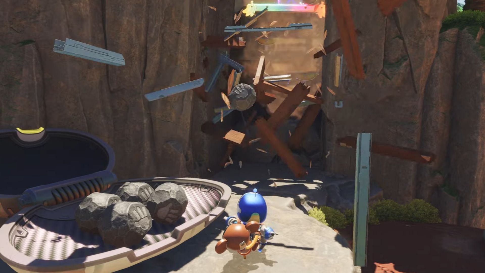 Throw the rock on the face-shaped wall (Image via Sony/YouTube@Gamer Guru)