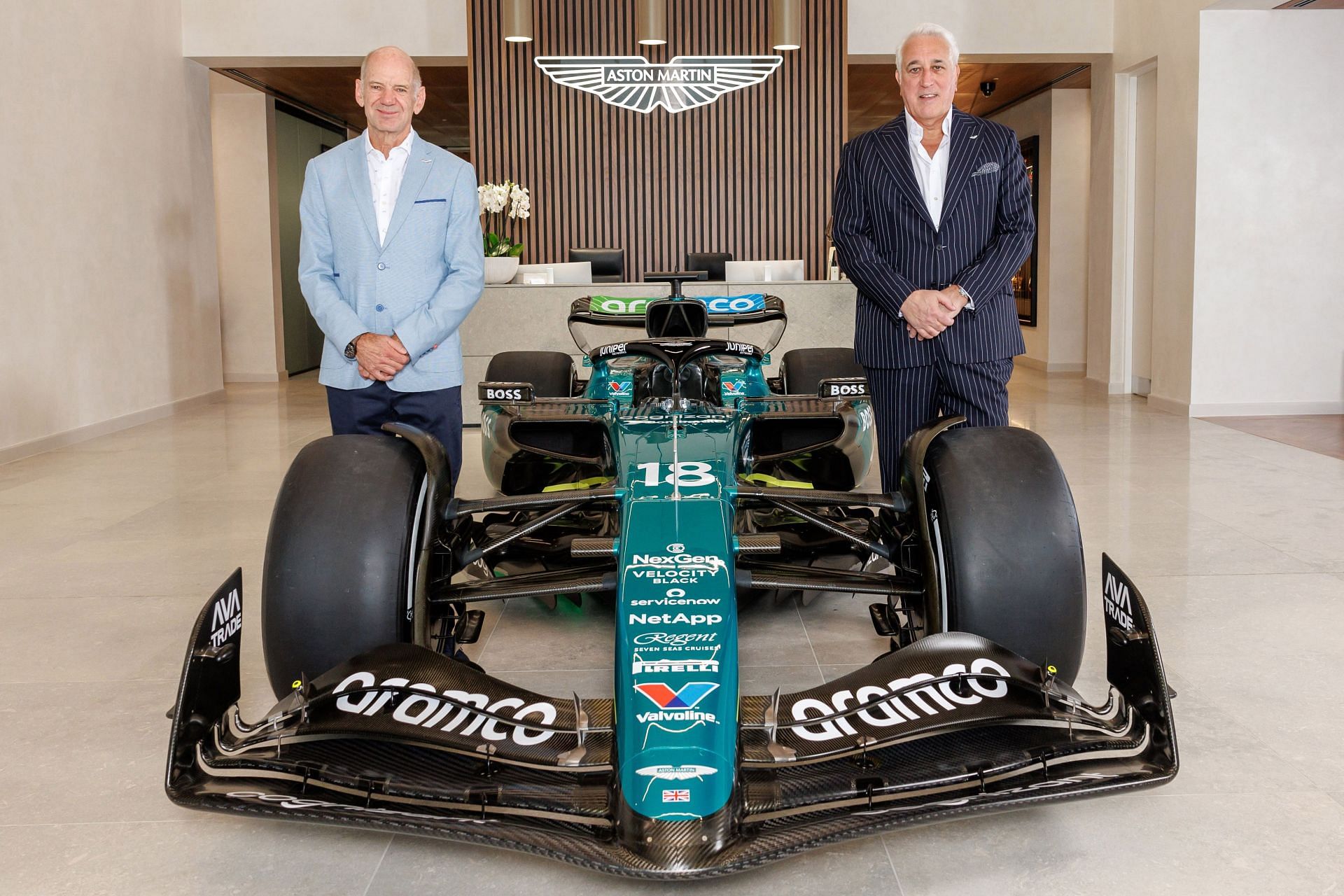 Adrian Newey with Lawrence Stroll at the Aston Martin F1 team headquarters in Silverstone. (Images by Aston Martin F1 team)