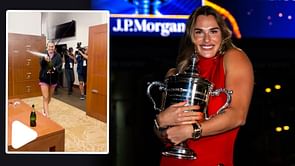 WATCH: Aryna Sabalenka joyfully sprays boyfriend Georgios Frangulis & team with champagne, drinks out of US Open trophy to celebrate 3rd Major title