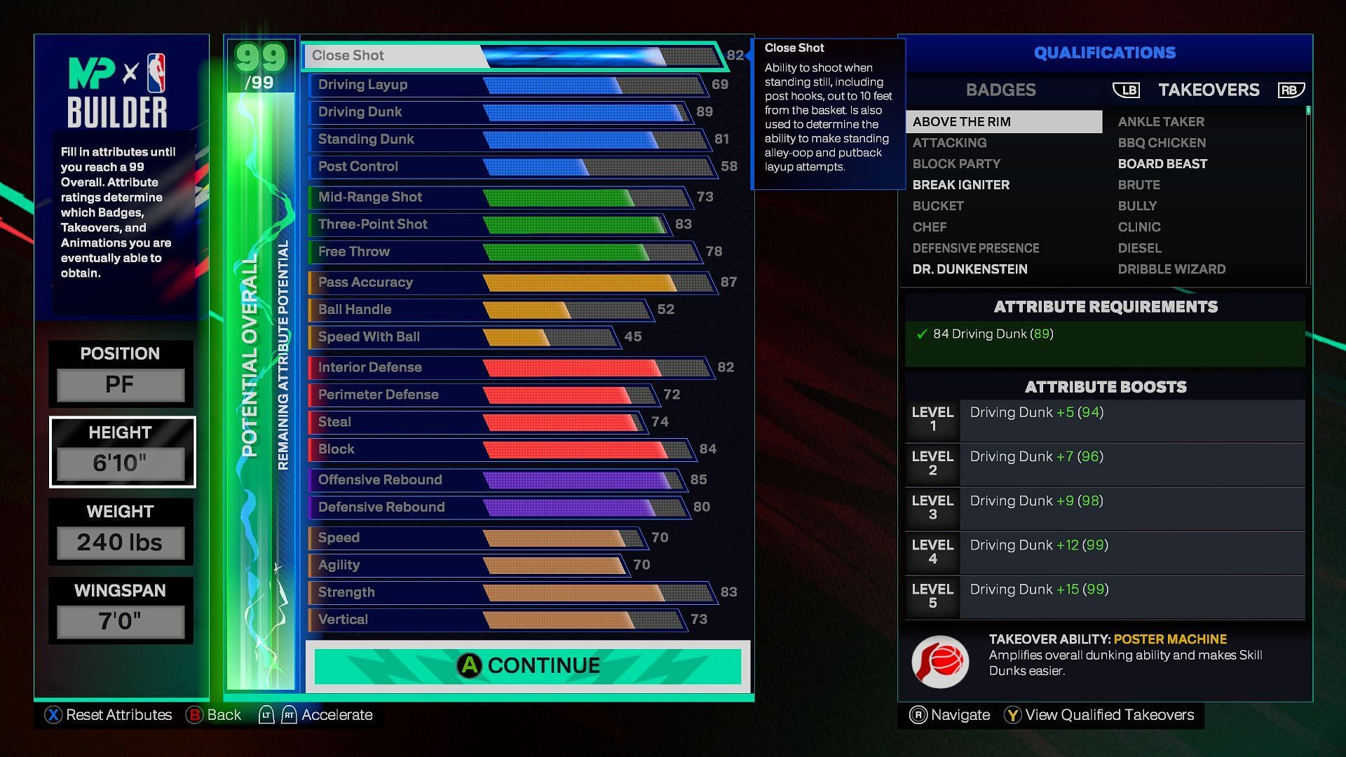 NBA 2K25 Power Forward Build stats (Image via Visual Concepts)