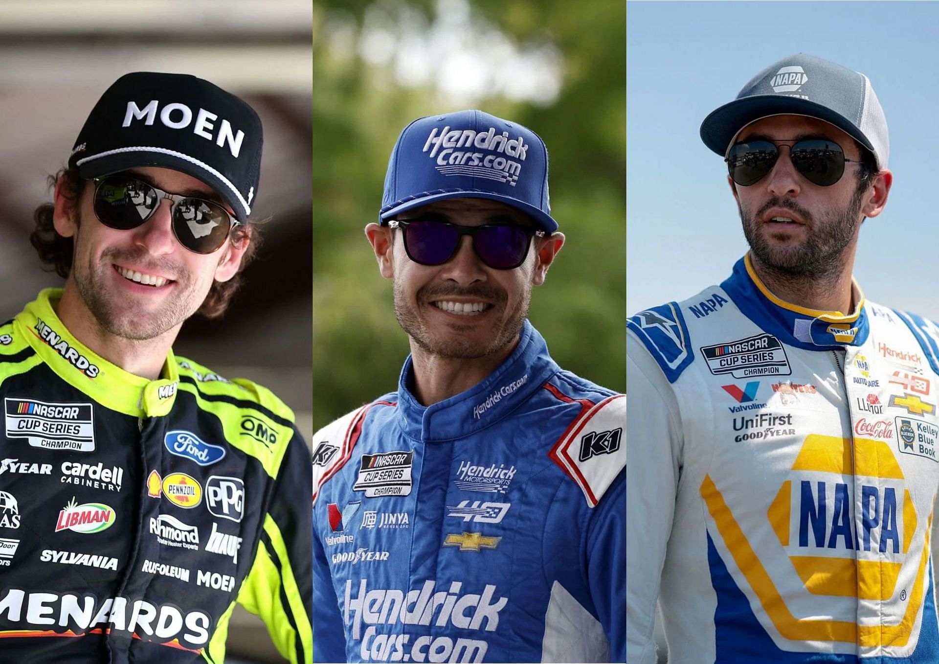 (L-R) Ryan Blaney, Kyle Larson and Chase Elliott (Images from Getty)