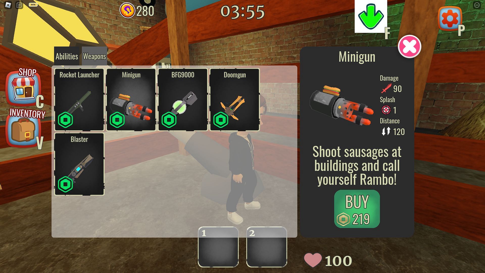 Screenshot of the Minigun (Image via Roblox)