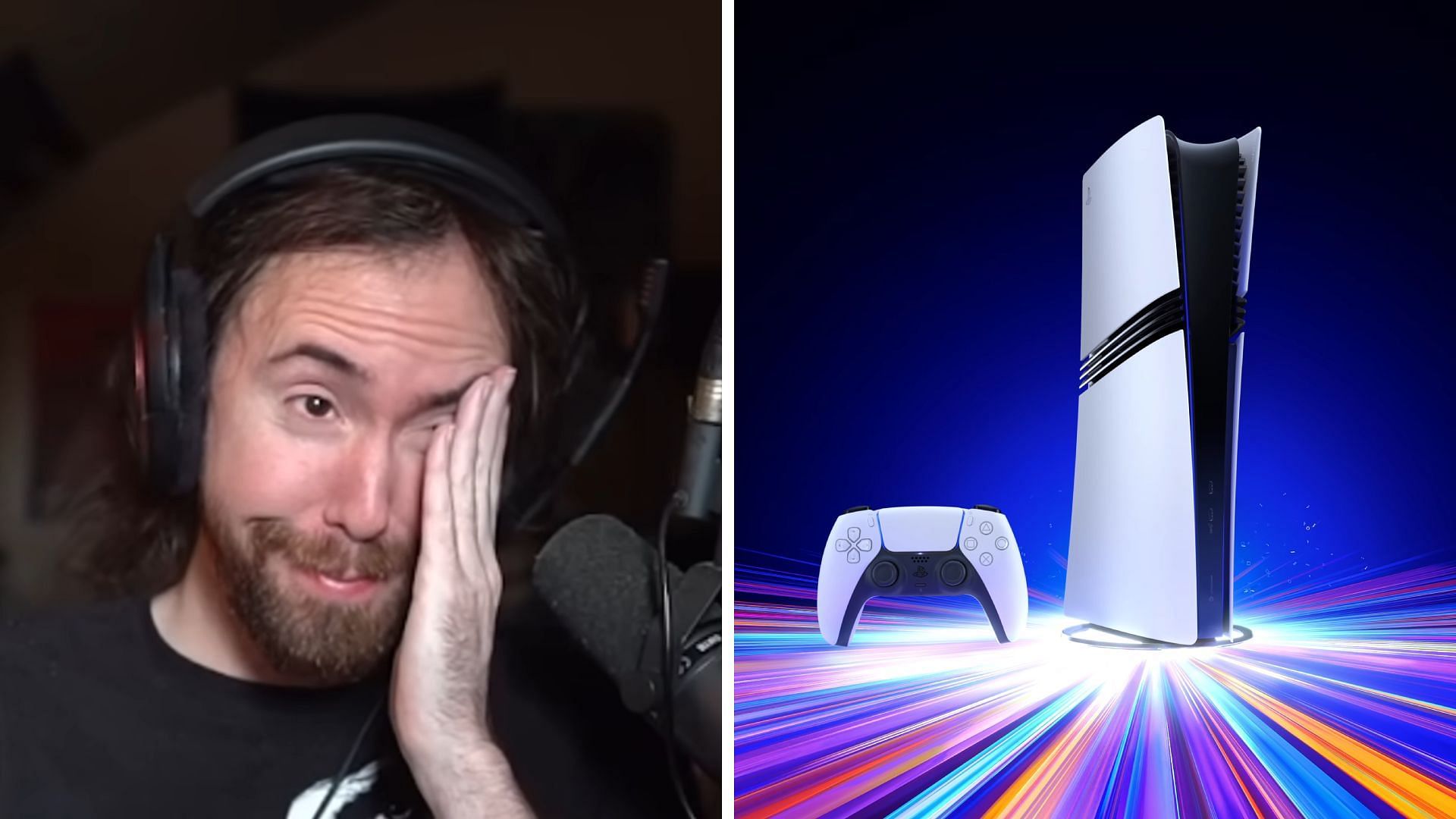 Asmongold thinks the PS5 Pro is not worth the price (Image via Asmongold Clips/YouTube, PlayStation/YouTube)