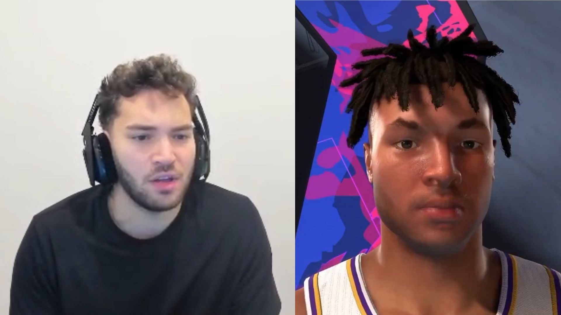 Adin Ross reacted to the character generated by his face scan in NBA 2K25 in latest broadcast (Image via AdinRoss/Kick)