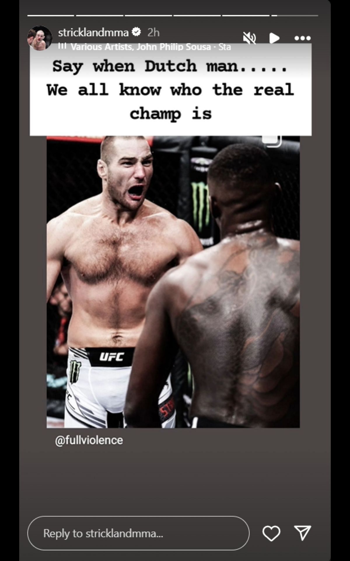 Strickland Instagram story 2. [Image courtesy: @stricklandmma on Instagram]