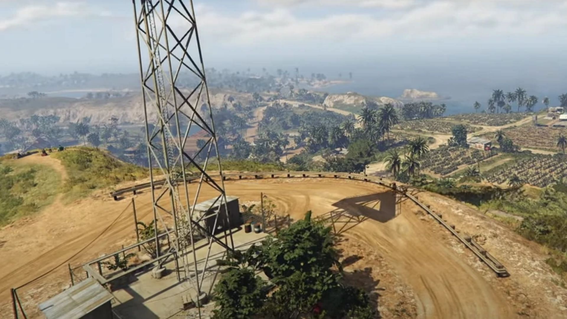 The communications tower in the Cayo Perico island (Image via Rockstar Games)