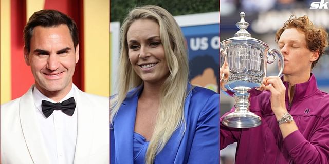 Lindsey Vonn reflects on skiing session with Roger Federer and the US Open champion Jannik Sinner. (Images by Getty)