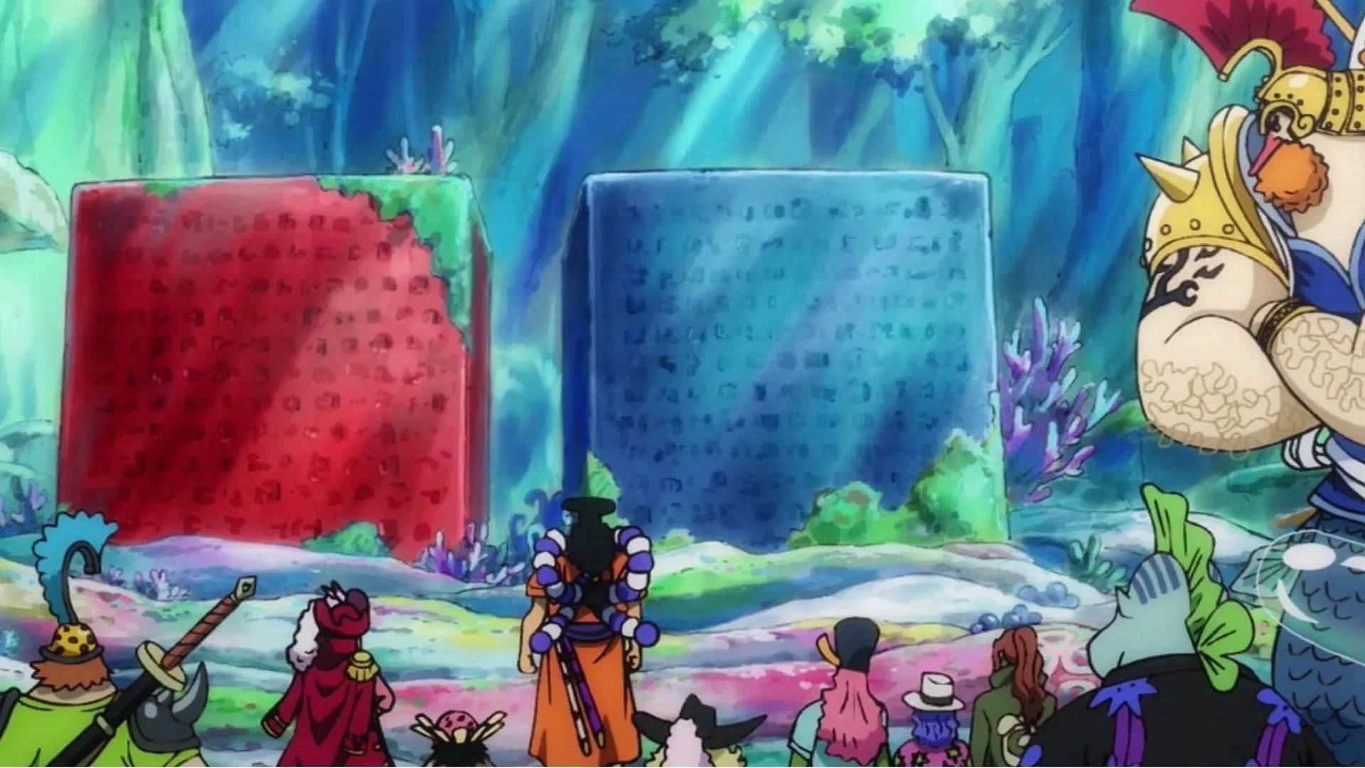 Poneglyphs seen in the anime (Image via Toei Animation).