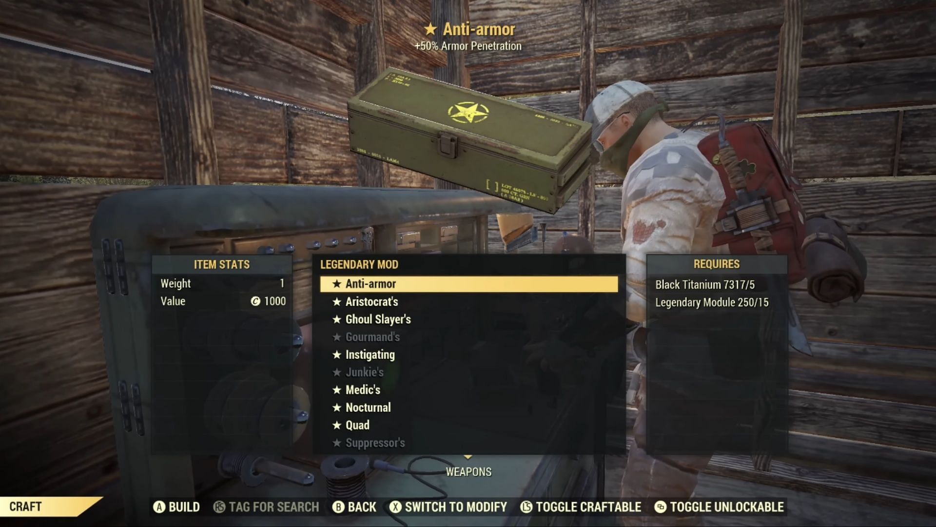 Thankfully, during the PTS, the cost of making Mod Boxes went down (Image via Bethesda Softworks/@Wiggle Plays)