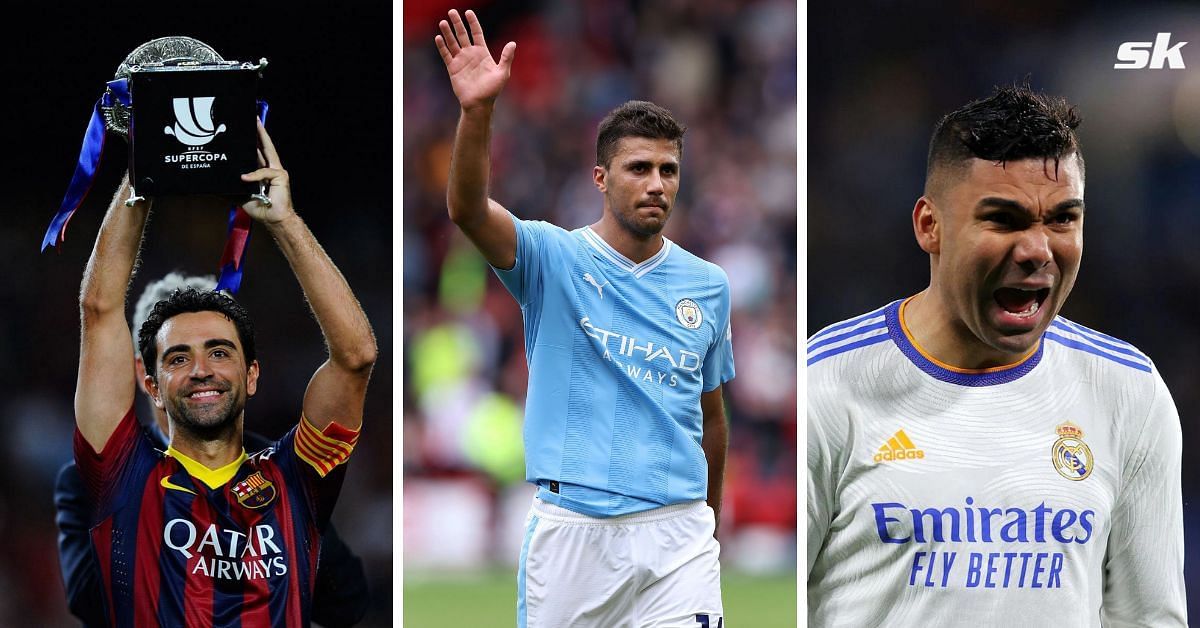 Xavi Hernandez (left), Rodri (middle), and Casemiro (right) (Image via Getty)