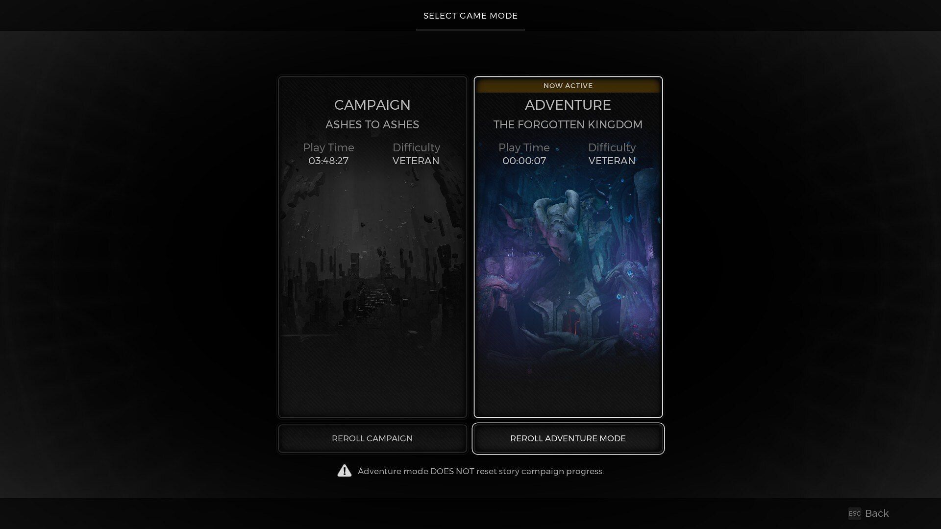 The Adventure Mode menu (Image via Arc Games)