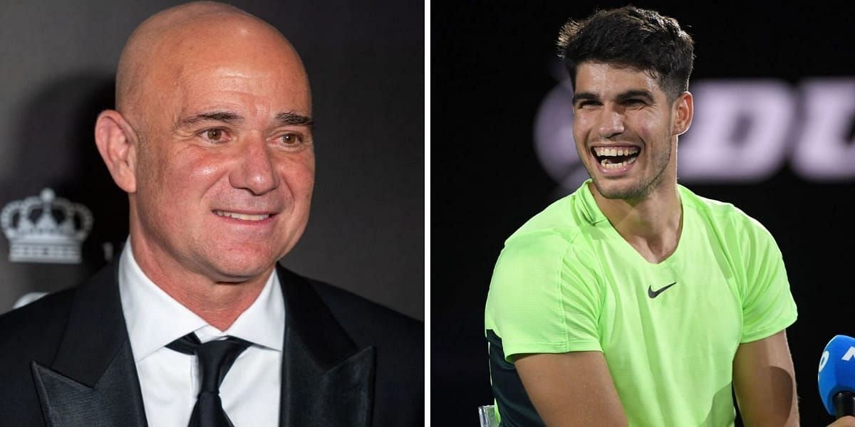 Andre Agassi (L) &amp; Carlos Alcaraz (R) (Image source: GETTY)