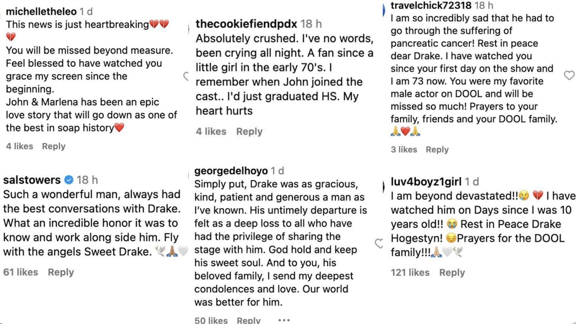 Comments by the fans and co-stars (Image via Instagram / dayspeacock)