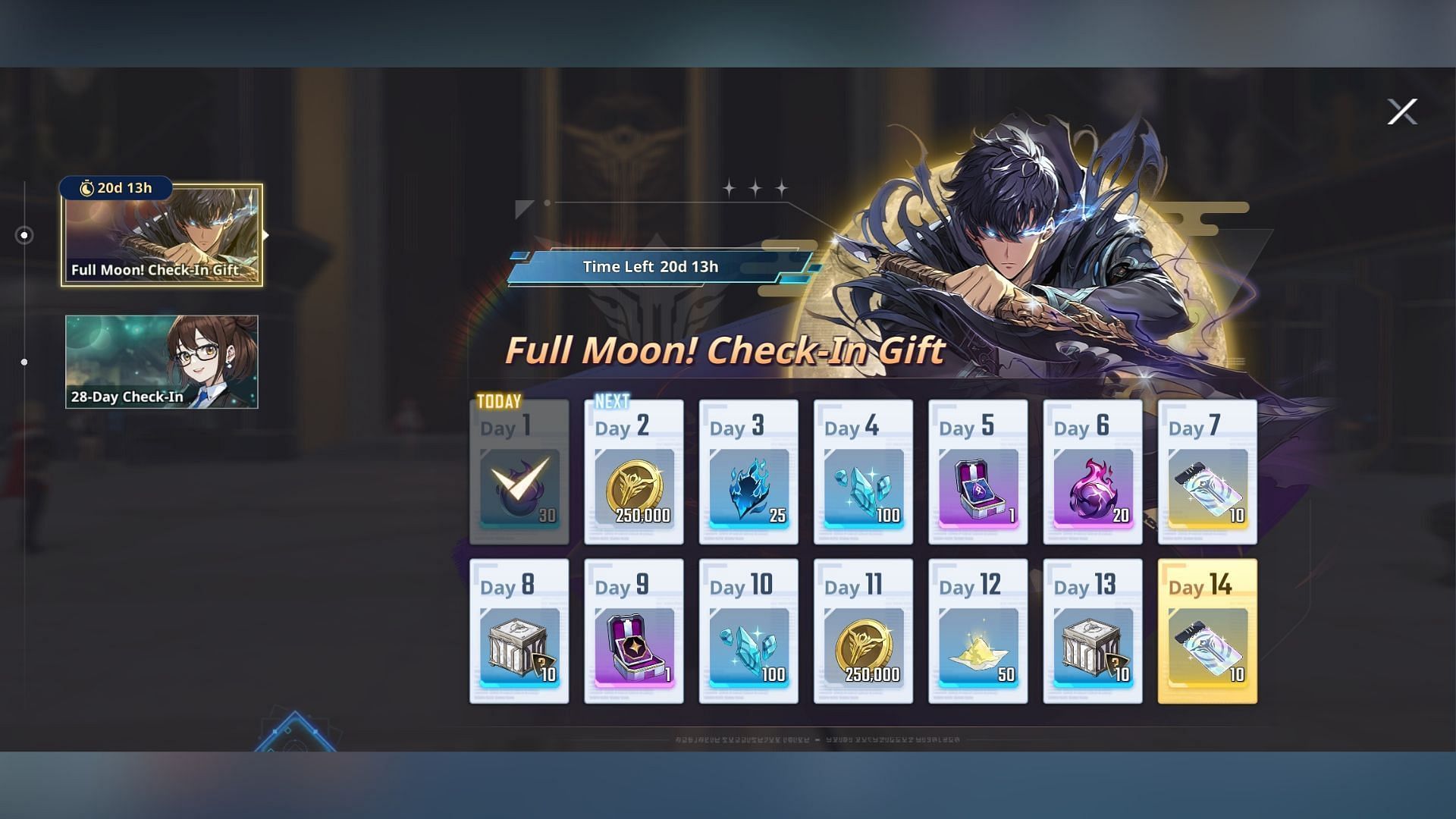 Full Moon check-in event (Image via Netmarble)