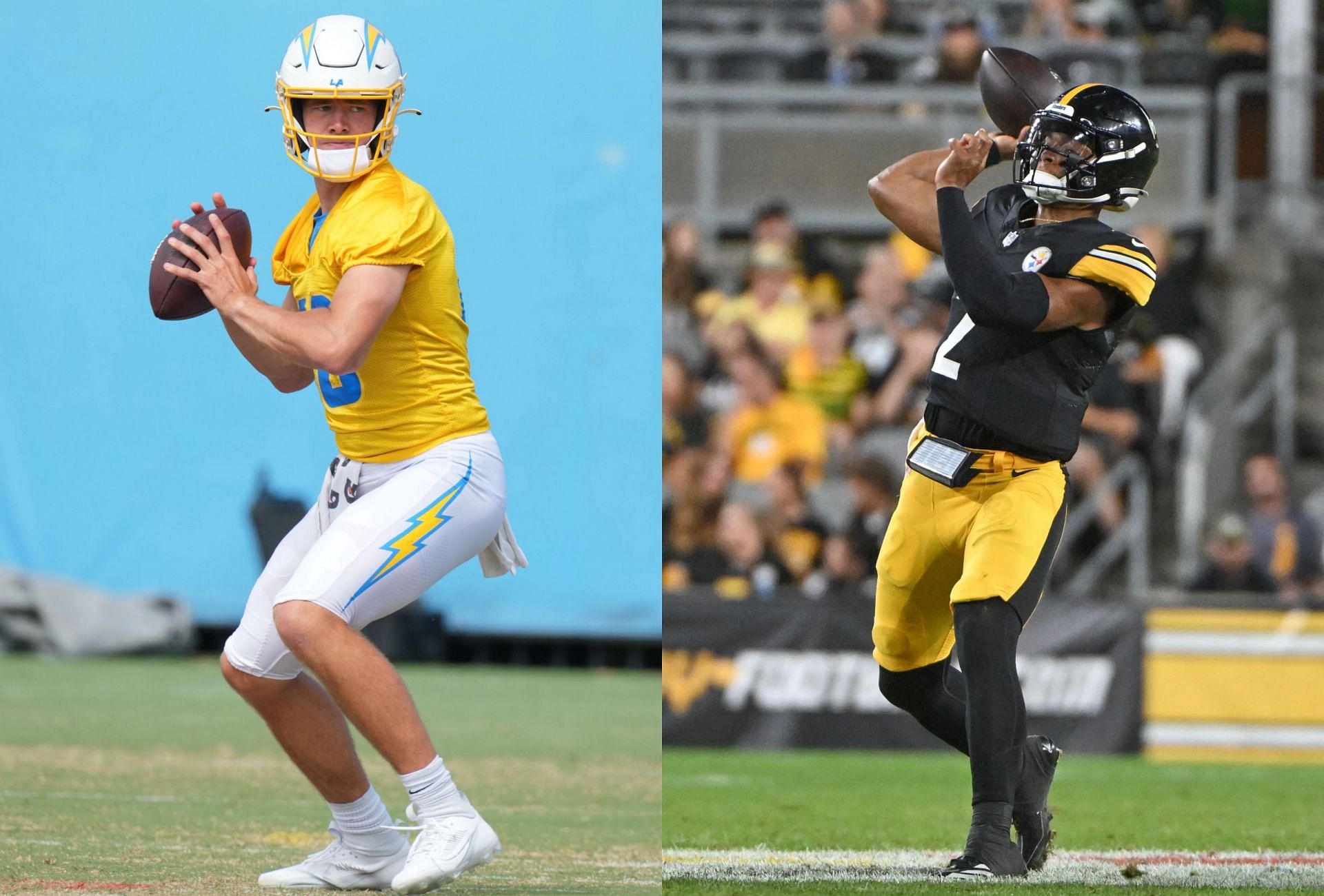 Justin Herbert or Justin Fields: Who should I start in Fantasy Football Week 1? (Credit: Imagn)