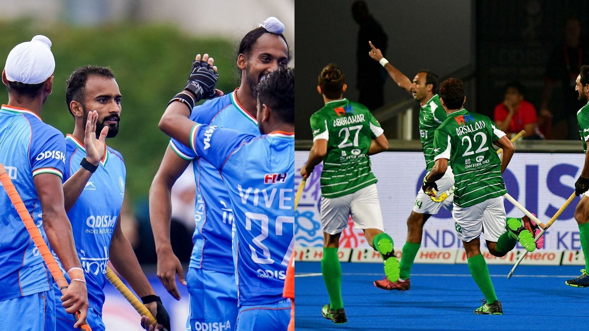 India vs Pakistan hockey match (Images via Getty)