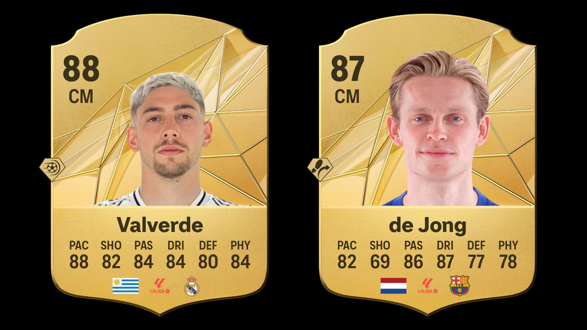 Valverde and de Jong&#039;s FC 25 cards (Images via EA)