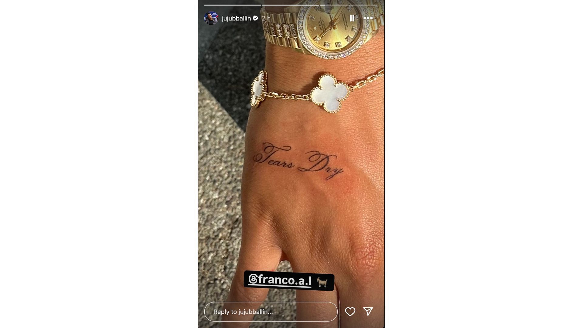 JuJu Watkins&#039;s new tattoo (Credit: Instagram/@jujuballin)