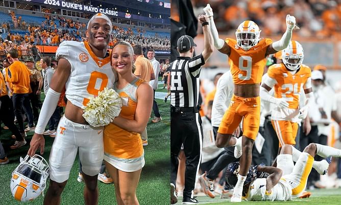 Tennessee safety Jakobe Thomas’ cheerleader GF Keegan “Jumped for Joy” during matchup against Oklahoma
