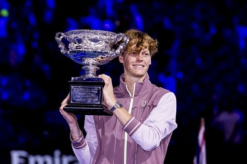 Jannik Sinner celebrates his Australian Open triumph (Picture: Getty)