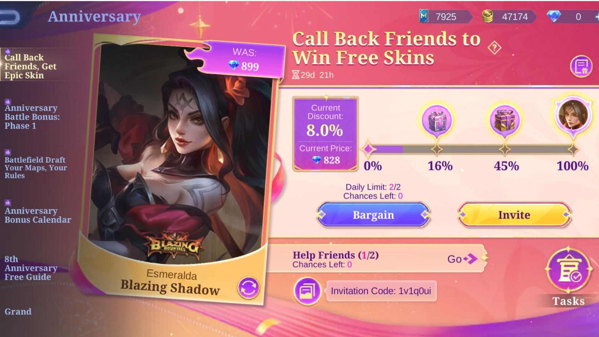 The main page of the MLBB Callback event (Image via Moonton Games)