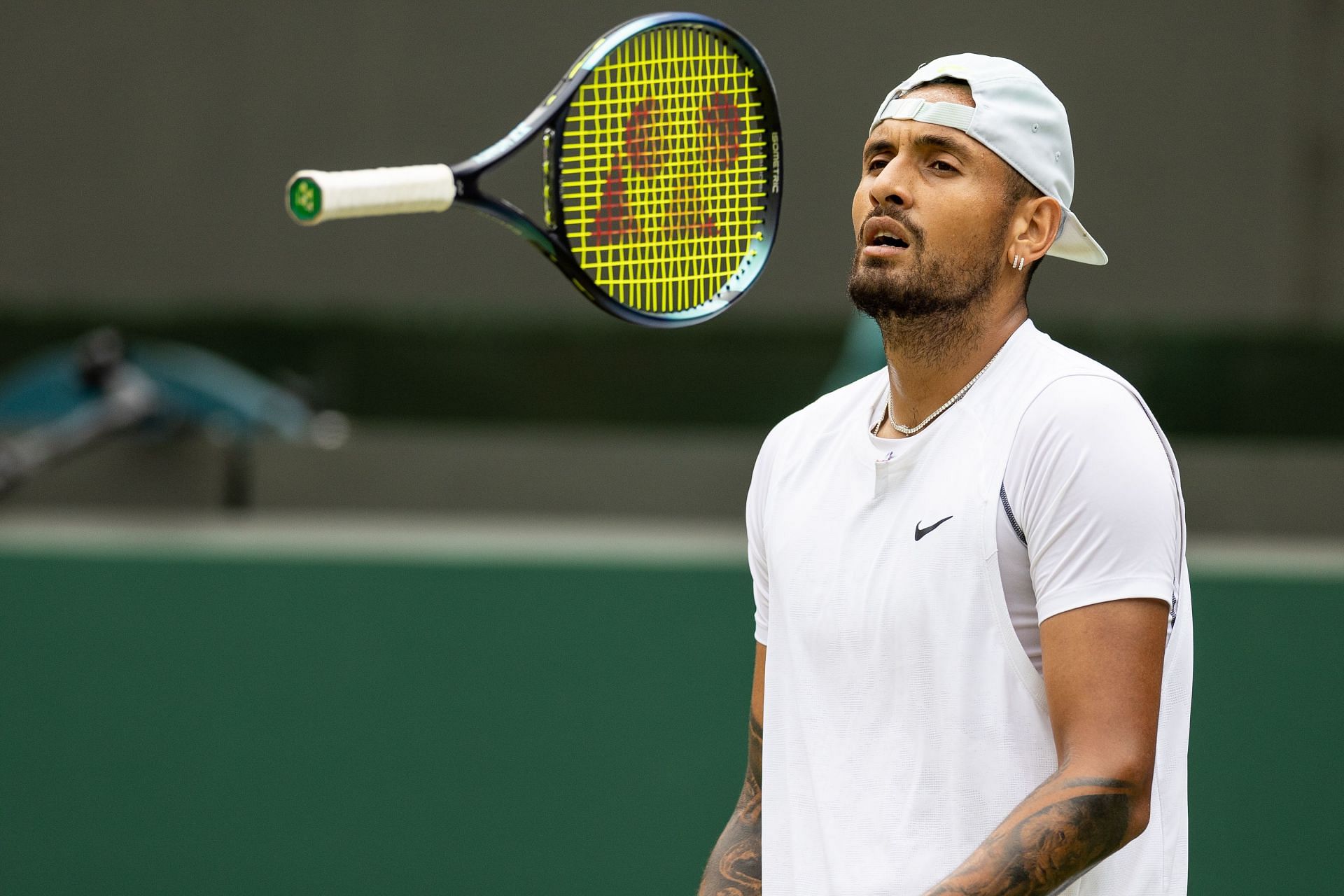 Nick Kyrgios looks on at Wimbledon 2022 | Getty Images