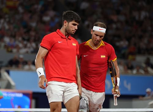 Carlos Alcaraz and Rafael Nadal at the Paris Olympics. (Source: Getty)