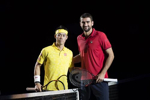 Kei Nishikori (L) and Marin Cilic at the ATP World Tour Swiss Indoors Basel (Image: Getty)