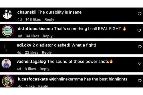 Screenshot of fans' comments