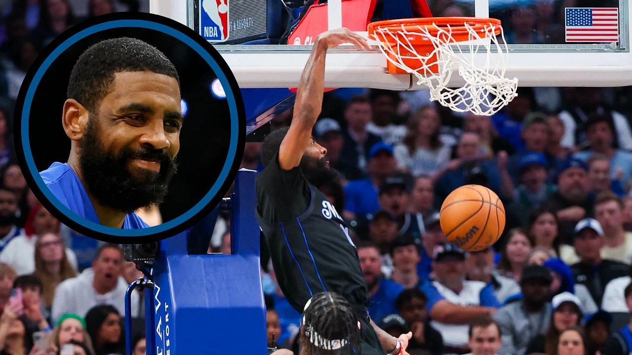 Kyrie Irving reacts to own dunk highlight with satisfaction on Twitch stream (Image Credit: IMAGN)