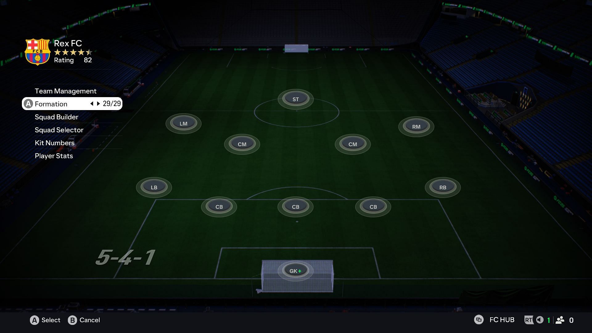 5-4-1 formation as seen in the game (Image via EA Sports)