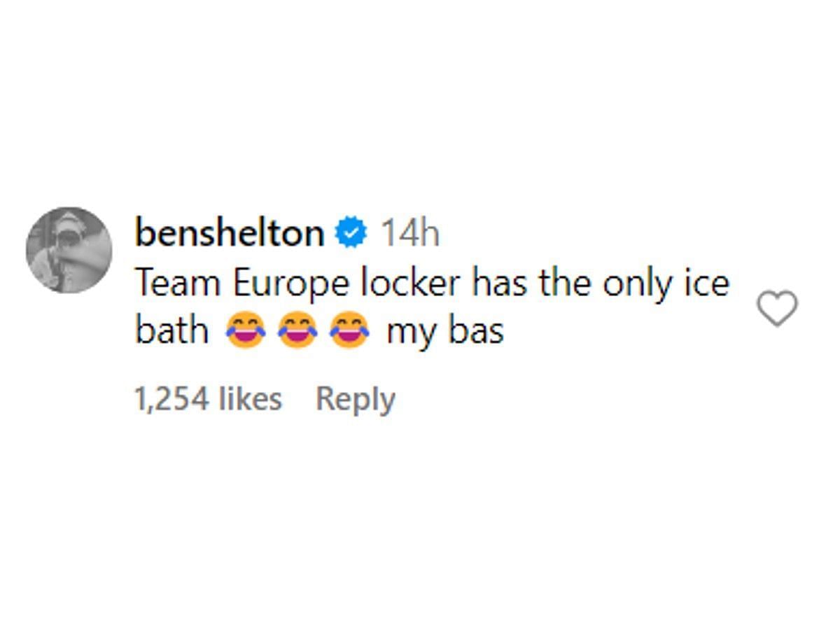 Shelton&#039;s comment on Laver Cup&#039;s post (@lavercup)