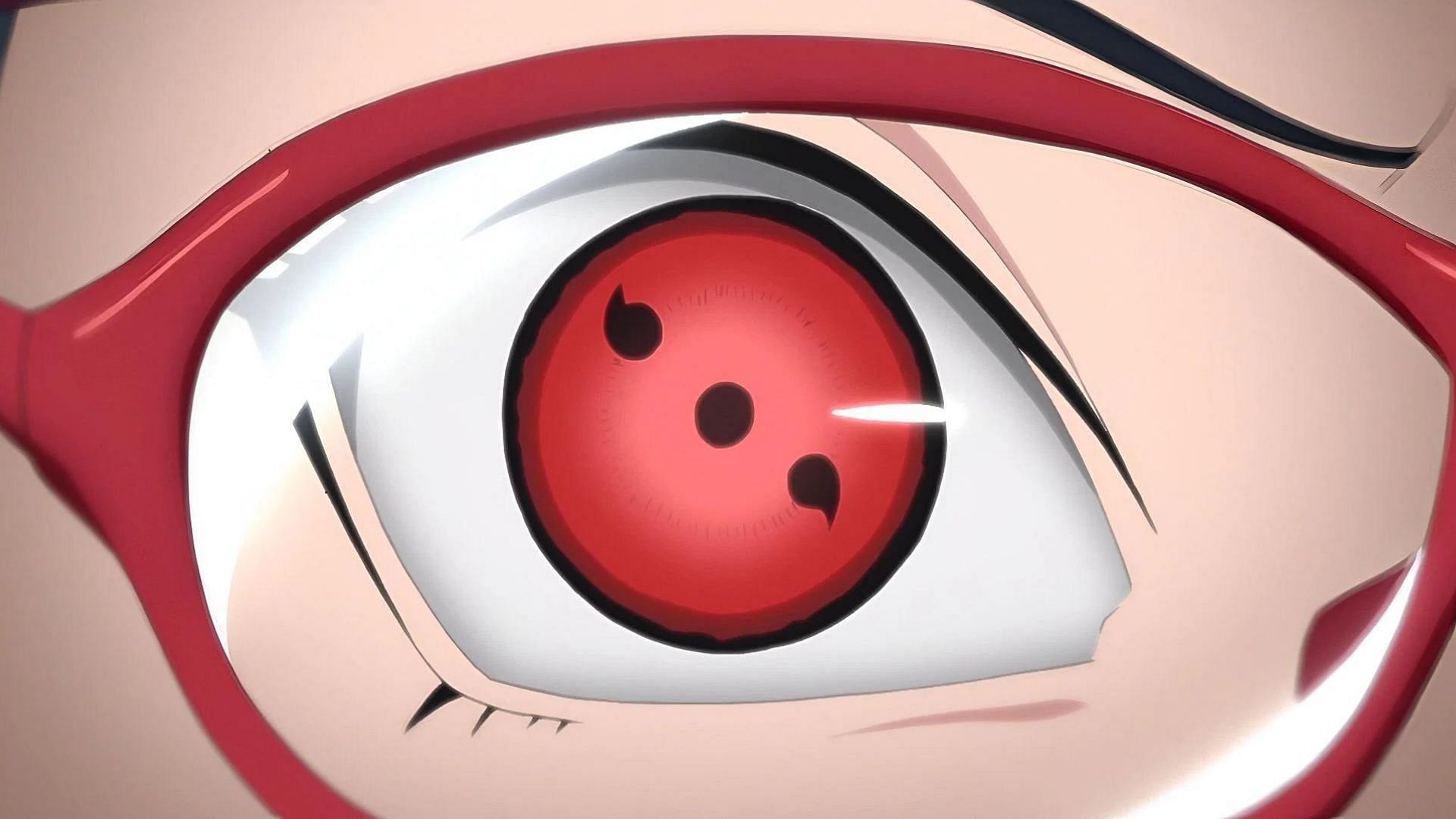 Sarada&#039;s Tomoe Sharingan as shown in the anime (Image via Studio Pierrot)