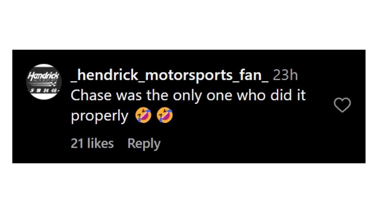 @_hendrick_motorsports_fan_&#039;s comment under @teamhendrick&#039;s Instagram post