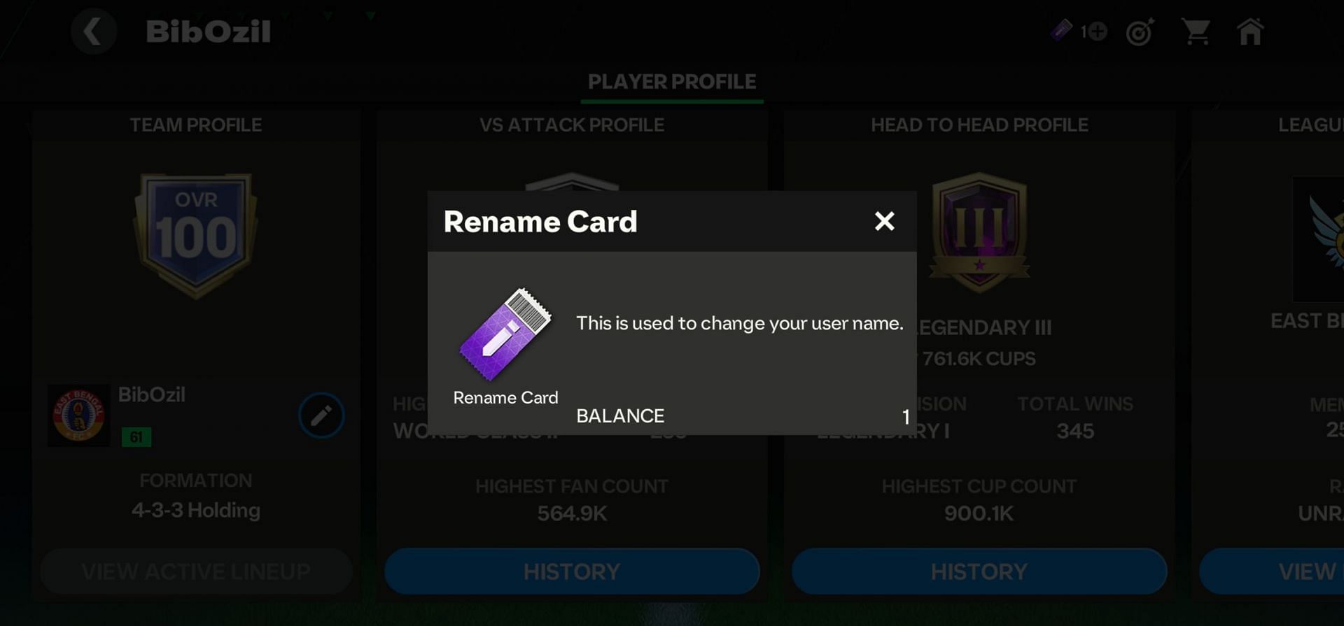 FC Mobile Rename Card (Image via EA Sports)