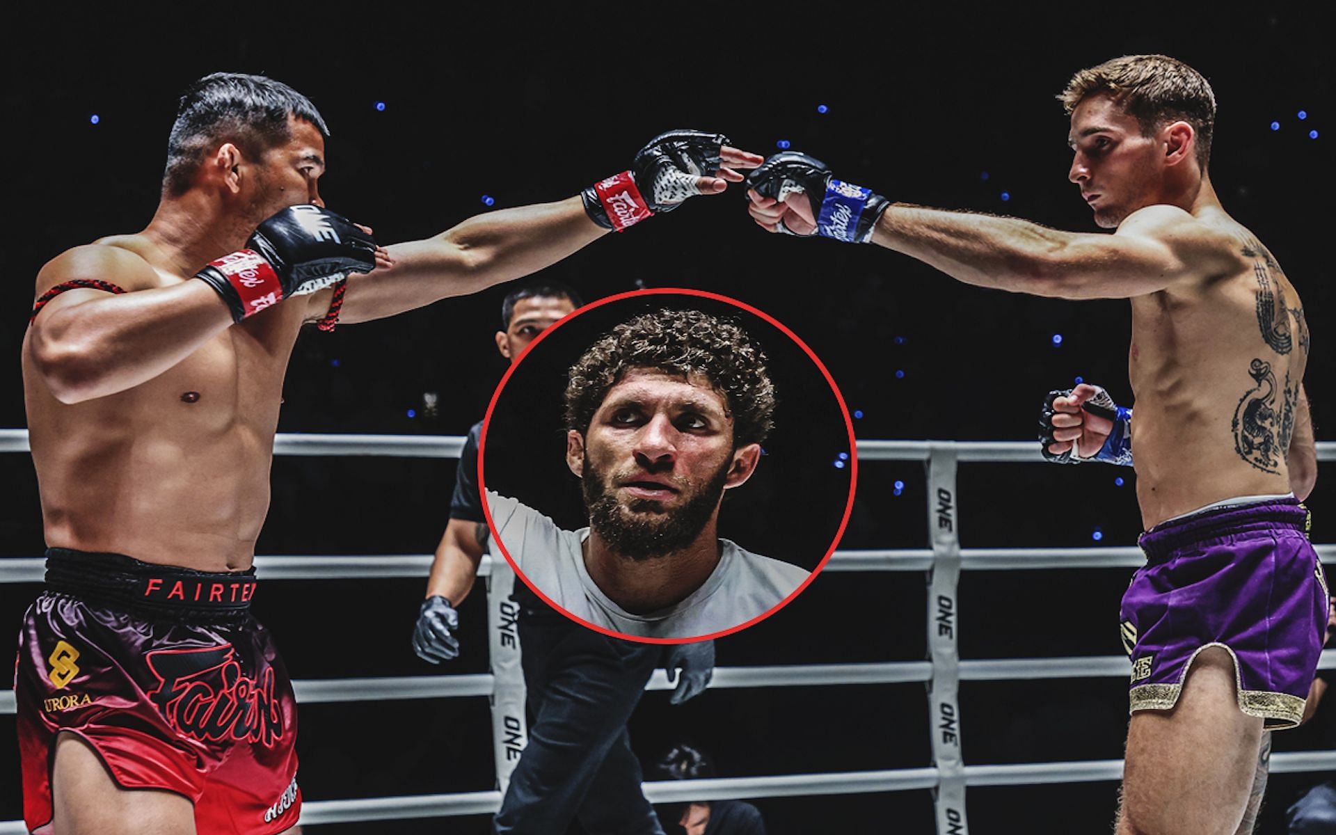 Kiamran Nabati (center) believes he will be able to take out Nico Carrillo (right) after taking a victory over Nong-O Hama (left) at ONE Friday Fights 81.