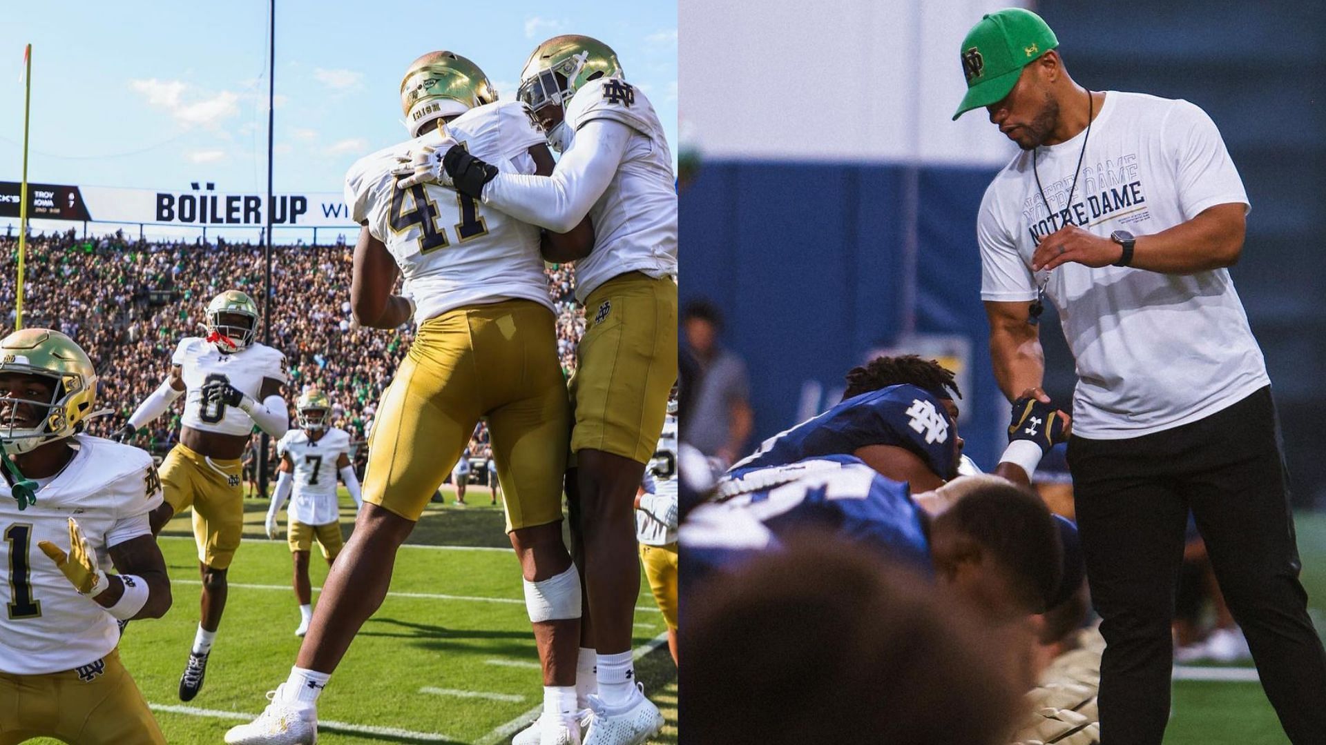 Notre Dame coach Marcus Freeman and his team (Notre Dame