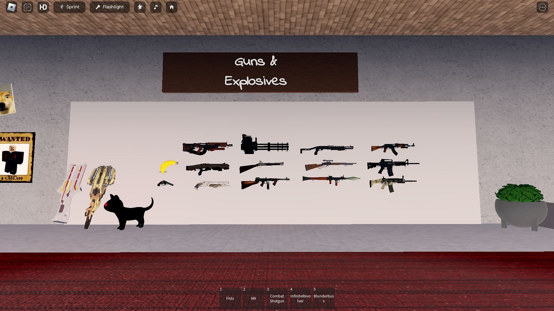 There is a vast range of guns (Image via Roblox)