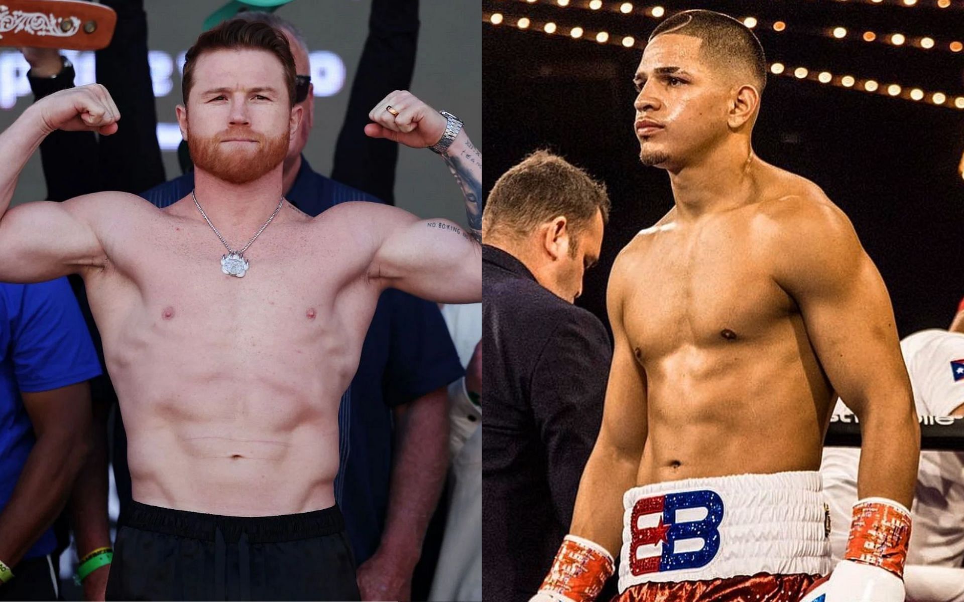 Edgar Berlanga (right) will bring the fight to Canelo Alvarez (left) believes his promoter [Images courtesy: Getty Images, @edgarberlanga on Instagram]