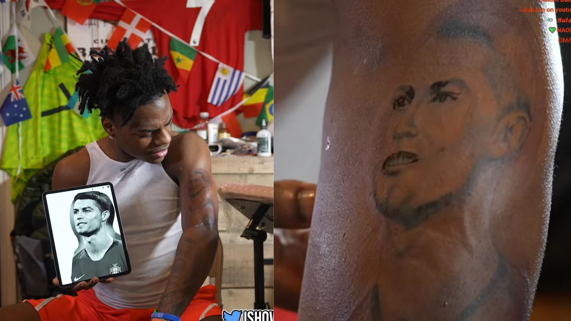 Speed wasn&#039;t too excited about his Cristiano Ronaldo tattoo at first (Image via IShowSpeed/YouTube)