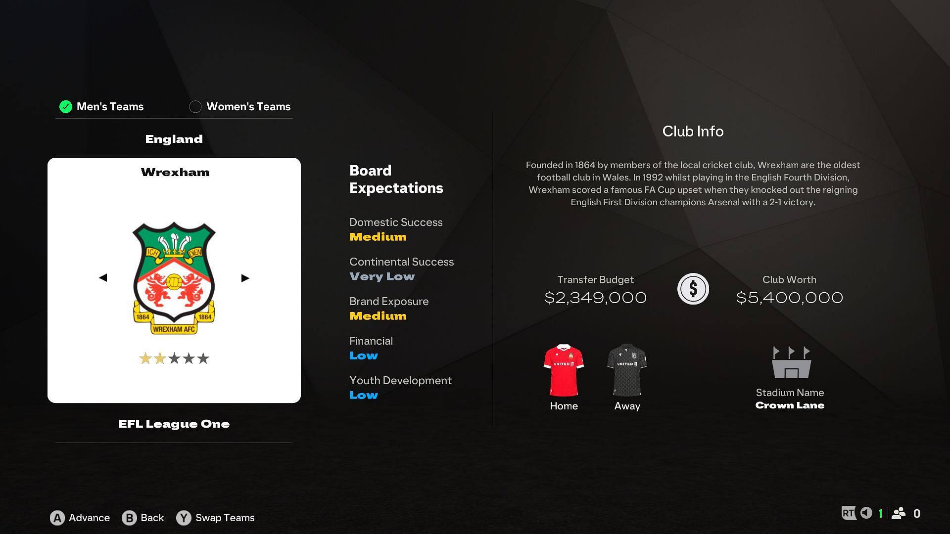 Wrexham Club description (Image via EA Sports)