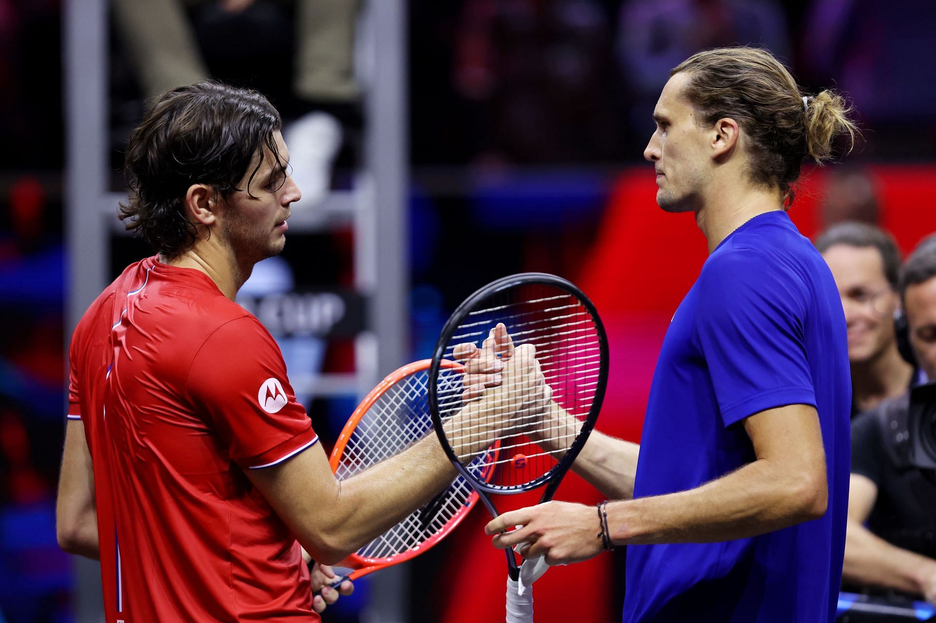 Taylor Fritz (L) and Alexander Zverev pictured at the 2024 Laver Cup | Image Source: Getty