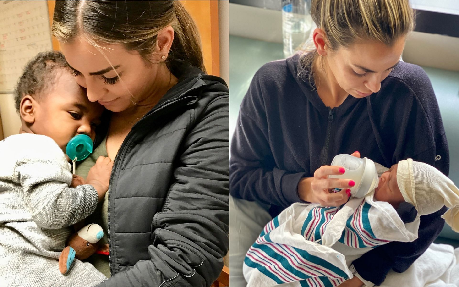 Brie Chandler on the first day greeting both of her sons. [via @mikechandlermma on Instagram]