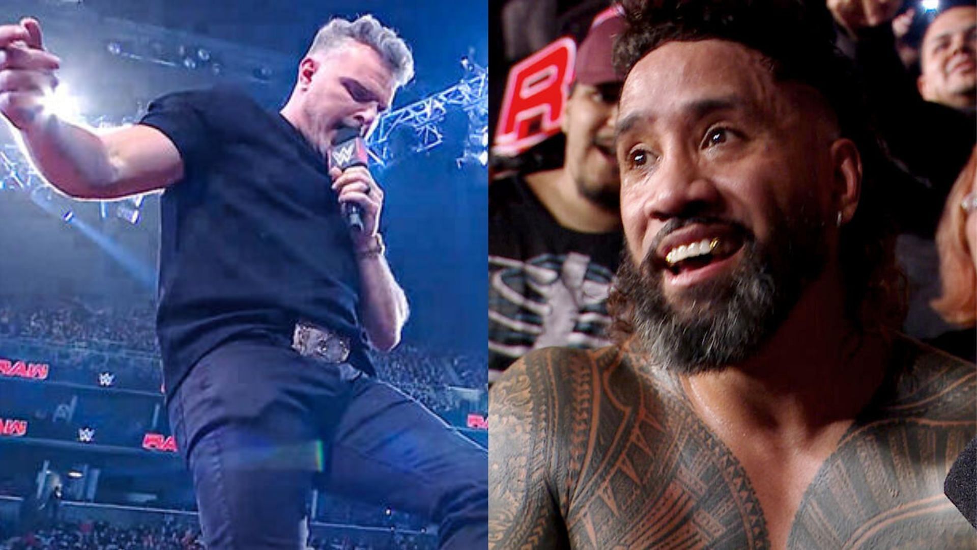 Pat McAfee (left), Jey Uso (right) (Image Credits: WWE.com)