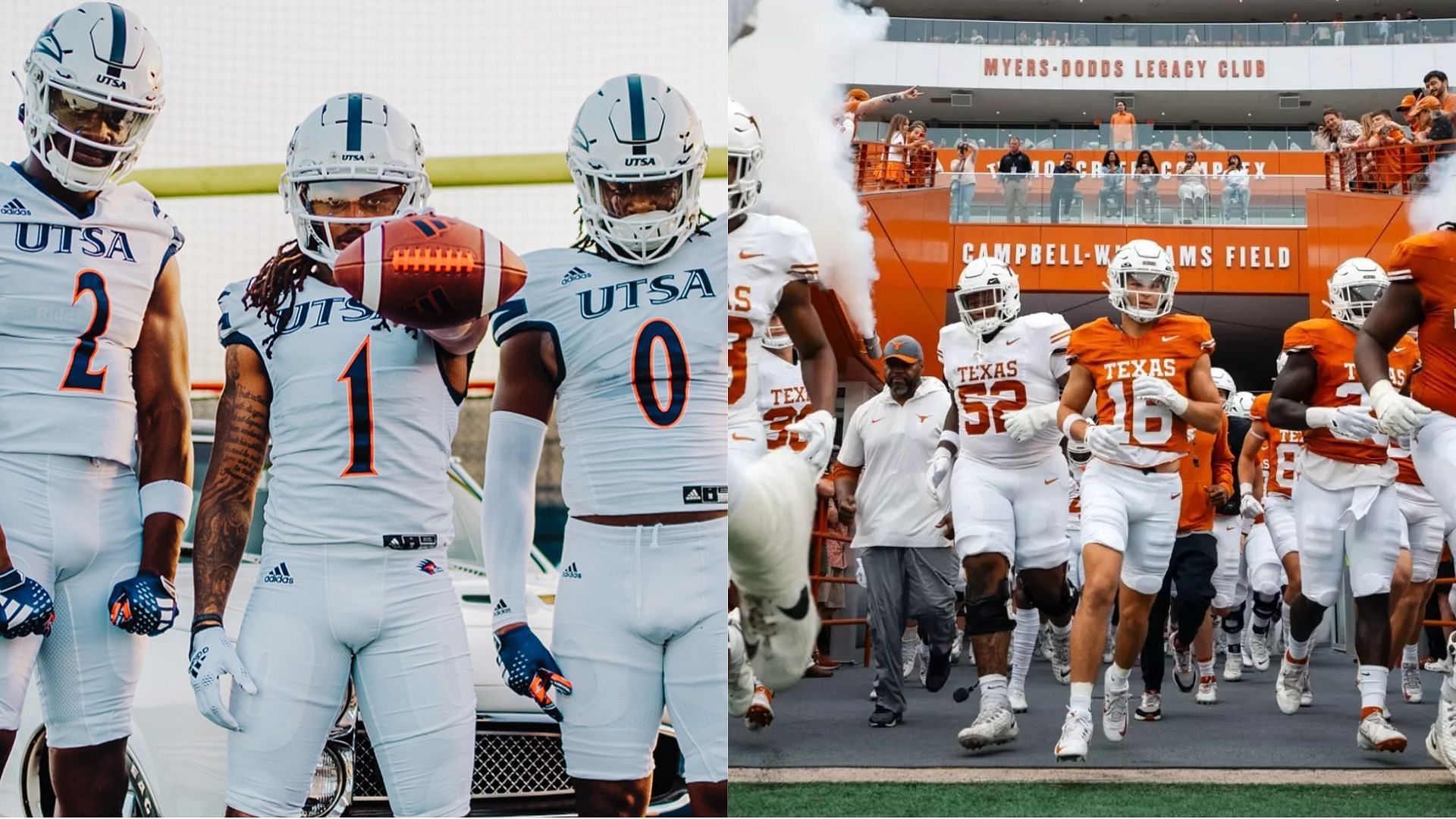 Images courtesy of Texas &amp; UTSA Athletics