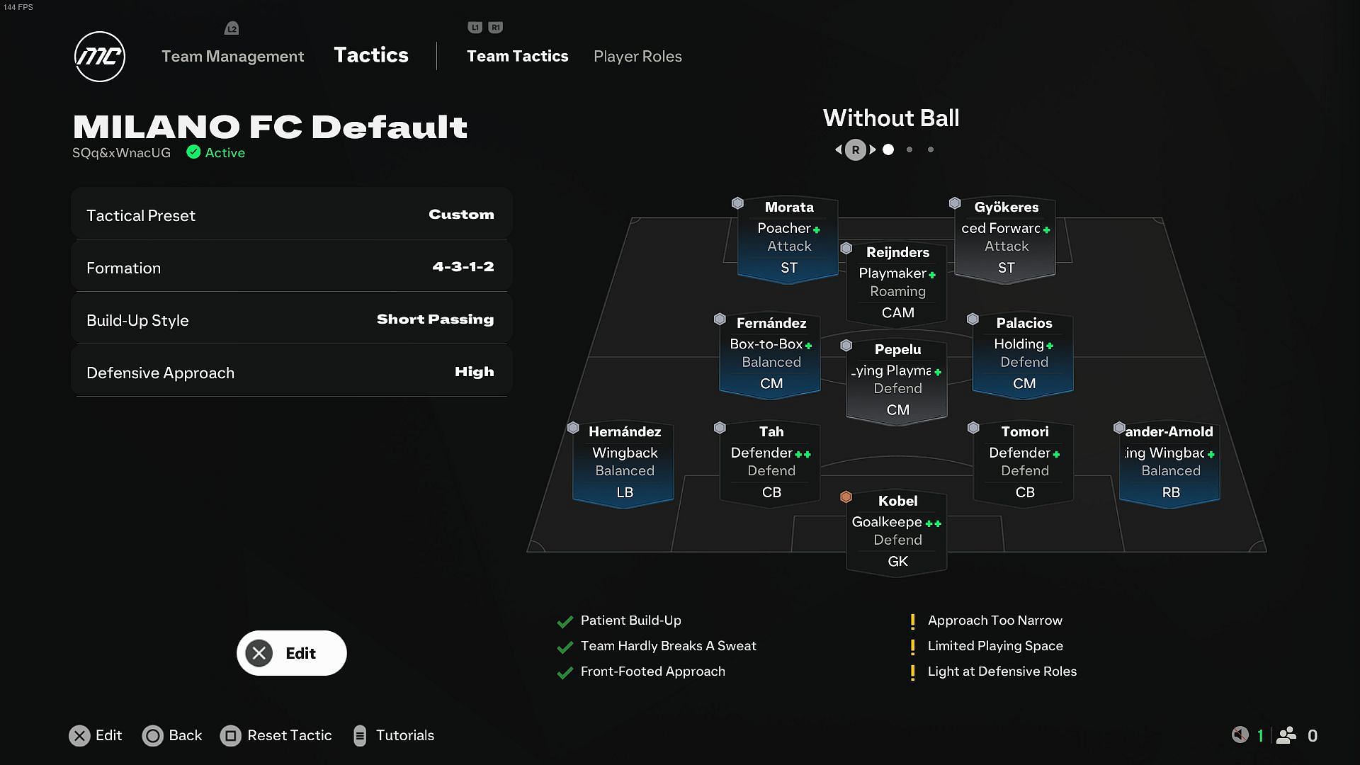 Custom Tactics for recreating the old Milan (Image via EA)