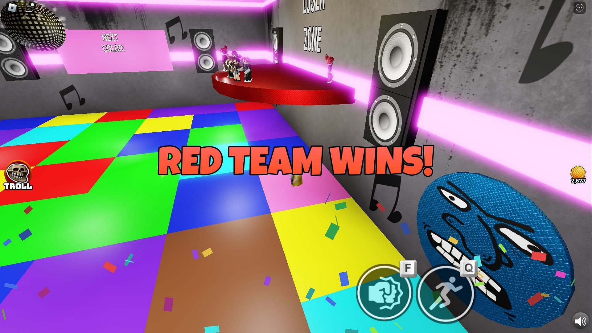 Winning a Team round (Image via Roblox)