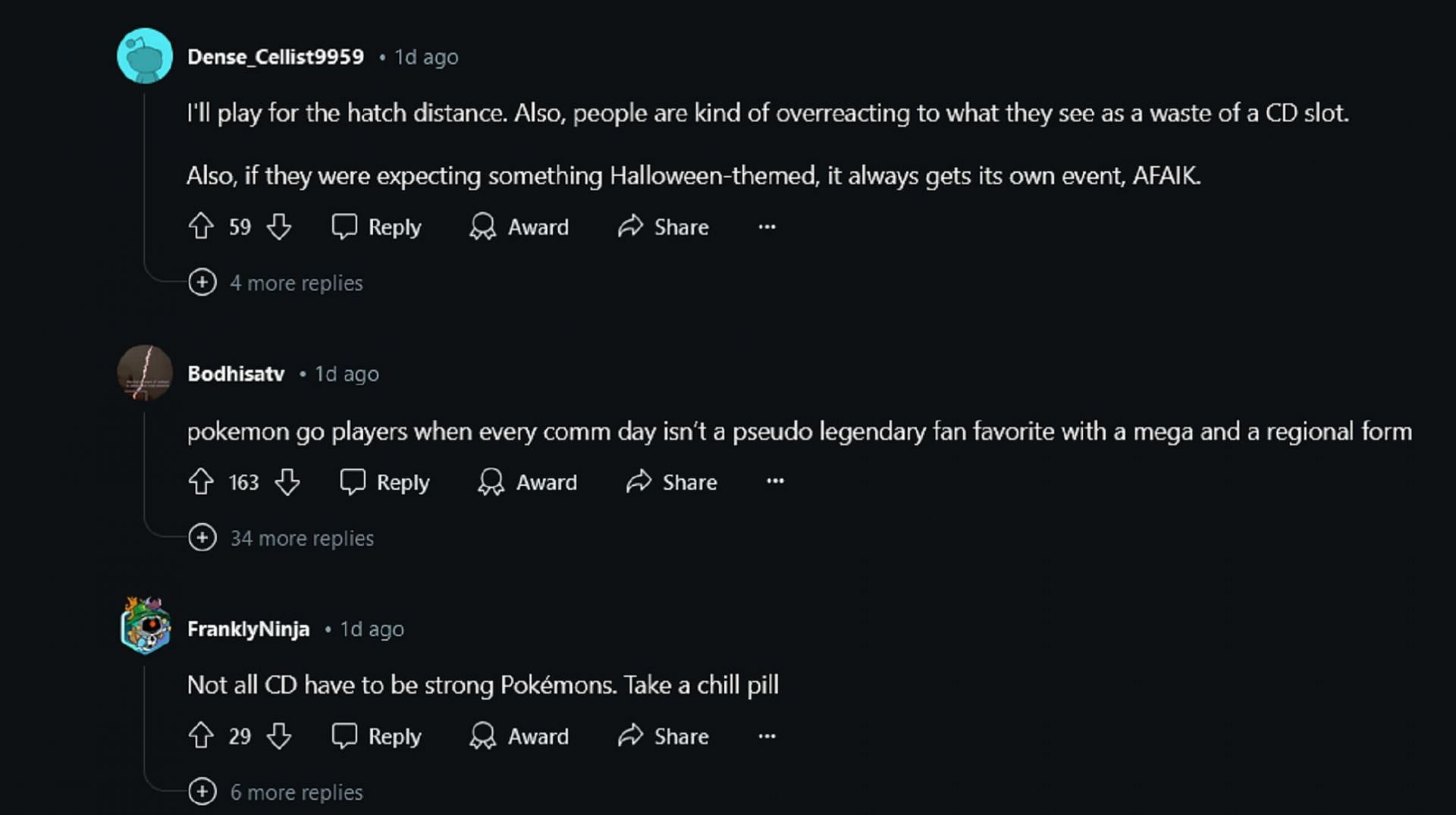 Some players suggested that the community calm down about Community Day events (Image via Reddit)